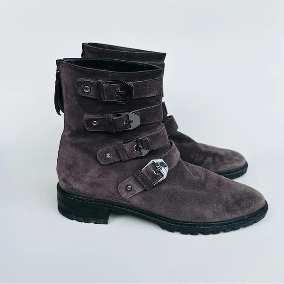 Stuart Weitzman Black and Grey Suede Leather Boots, US 7 - Picture 2 of 7